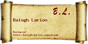 Balogh Larion névjegykártya